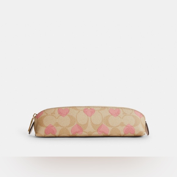 Coach Pencil Case In Signature Canvas With Heart Print NWT - Picture 1 of 6
